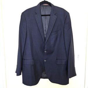 Peter Millar Blazer Mens 44T Blue Windowpane Vented Wool 2 Button Sport Jacket